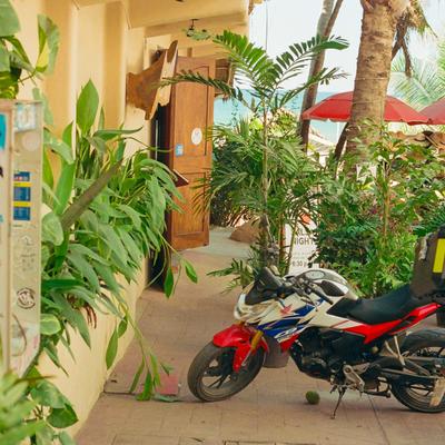 Motorbike in a courtyard