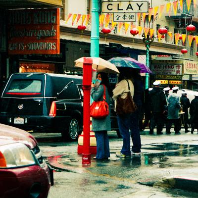 Chinatown street in rain
