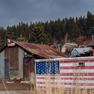 Flag on a tin shed
